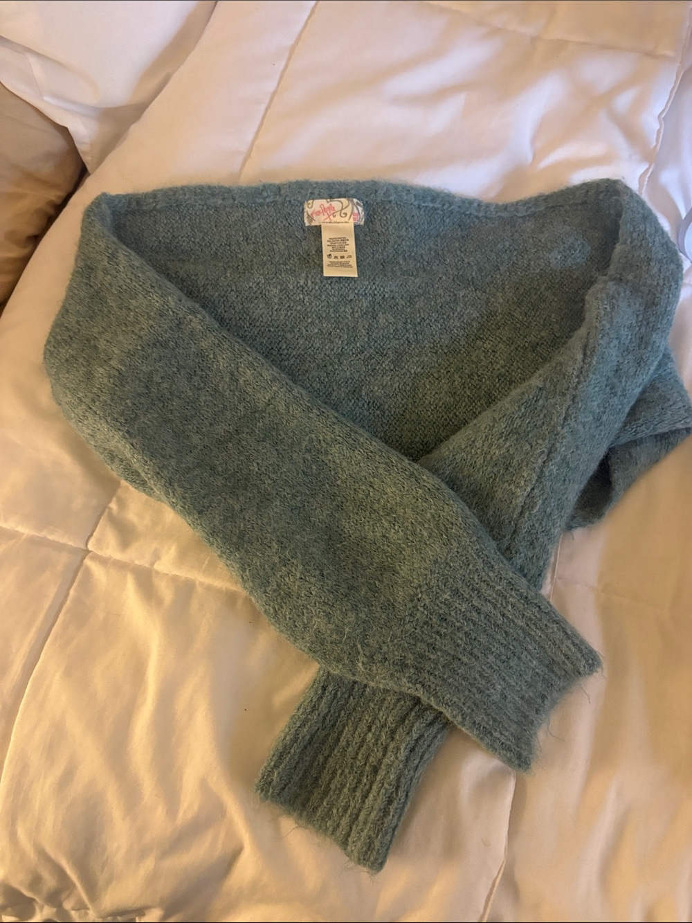 Free People Seafoam Fuzzy Cropped Shrug